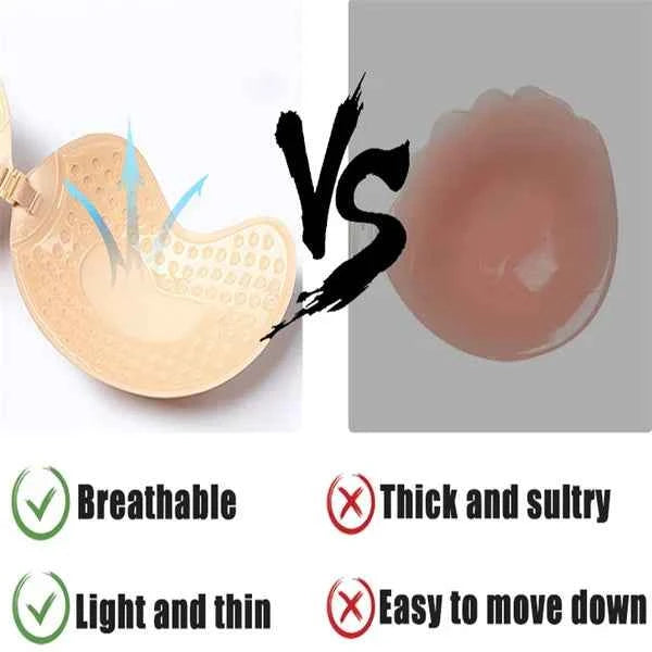 Invisible Push Up Bra for Women Backless Strapless Bra Seamless Front Closure Bralette Underwear Silicone Self-Adhesive Bra Pads