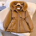 Women Winter Big Fur Hooded Collar Long Parka