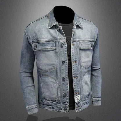 Men’s Classic Denim Jacket – Retro Casual Streetwear Outerwear with Turn-Down Collar and Button Closure, All-Season Fashion Coat