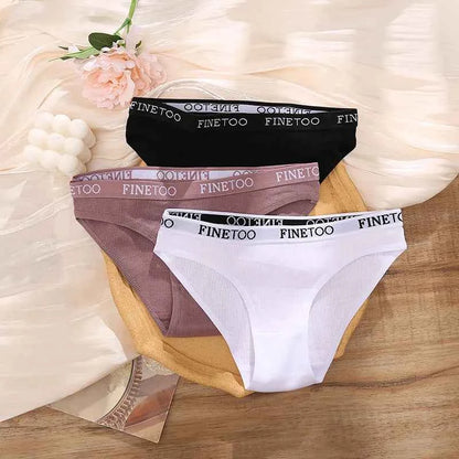 FINETOO 4Pcs Cotton Striped Underwear Women&