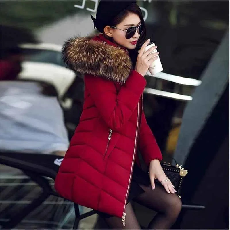 Winter Warm Fur Collar Hooded Women&