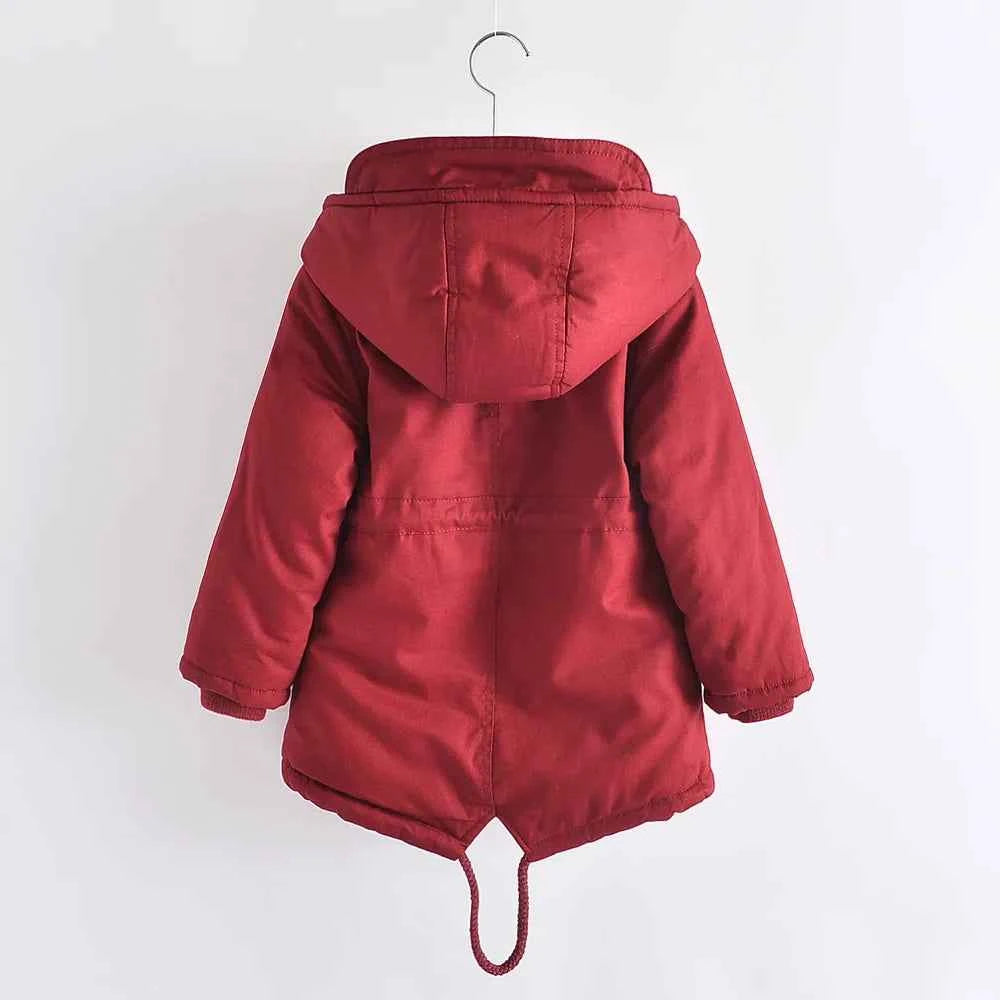 Winter Kids Clothes Plus Velvet Thicken Warm Jacket for Girls Casual Zipper Boys Outerwear Solid Versatile Children&