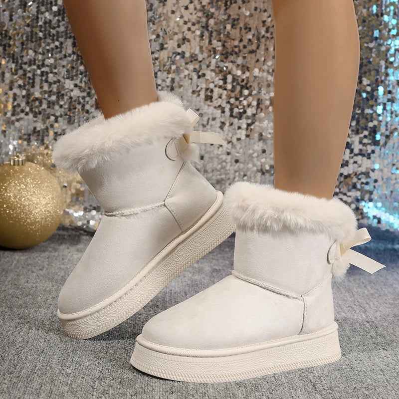 New Fashionable Bow Round Toe Elegant Snow Boots