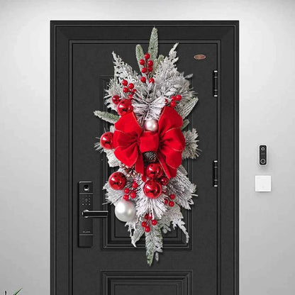 Without/with Light Christmas Wreath Centerpiece Decoration Round Holiday Wall Door Hanging Ornament Swag Trim Garland Home Decor