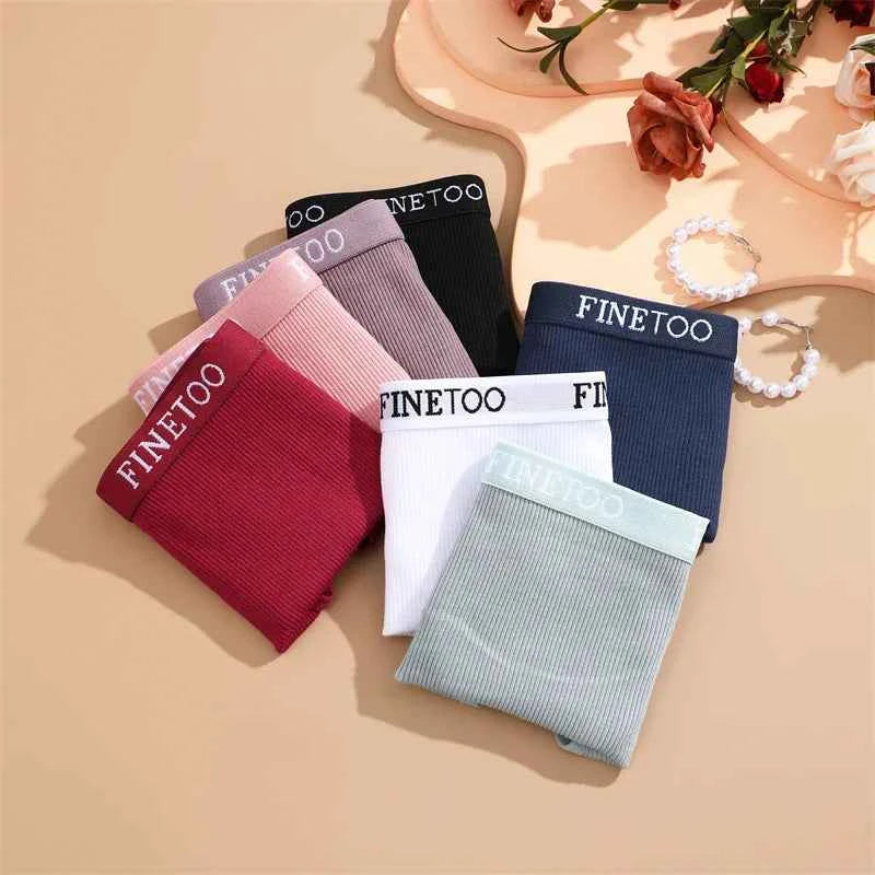 FINETOO 4Pcs Cotton Striped Underwear Women&