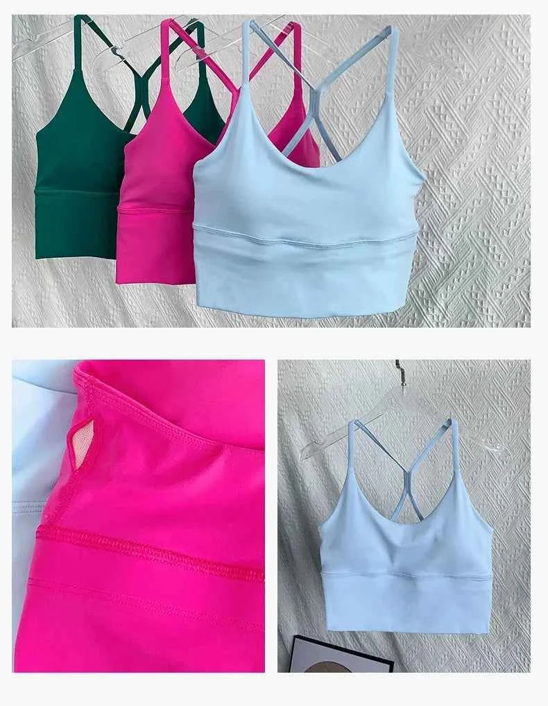 Fashion Sexy Cross Back Small Sling Yoga Underwear Women Breathable Shockproof Gym Fitness Running Sport Crop Tops Athletic Vest