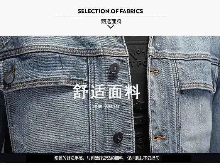 Men’s Classic Denim Jacket – Retro Casual Streetwear Outerwear with Turn-Down Collar and Button Closure, All-Season Fashion Coat