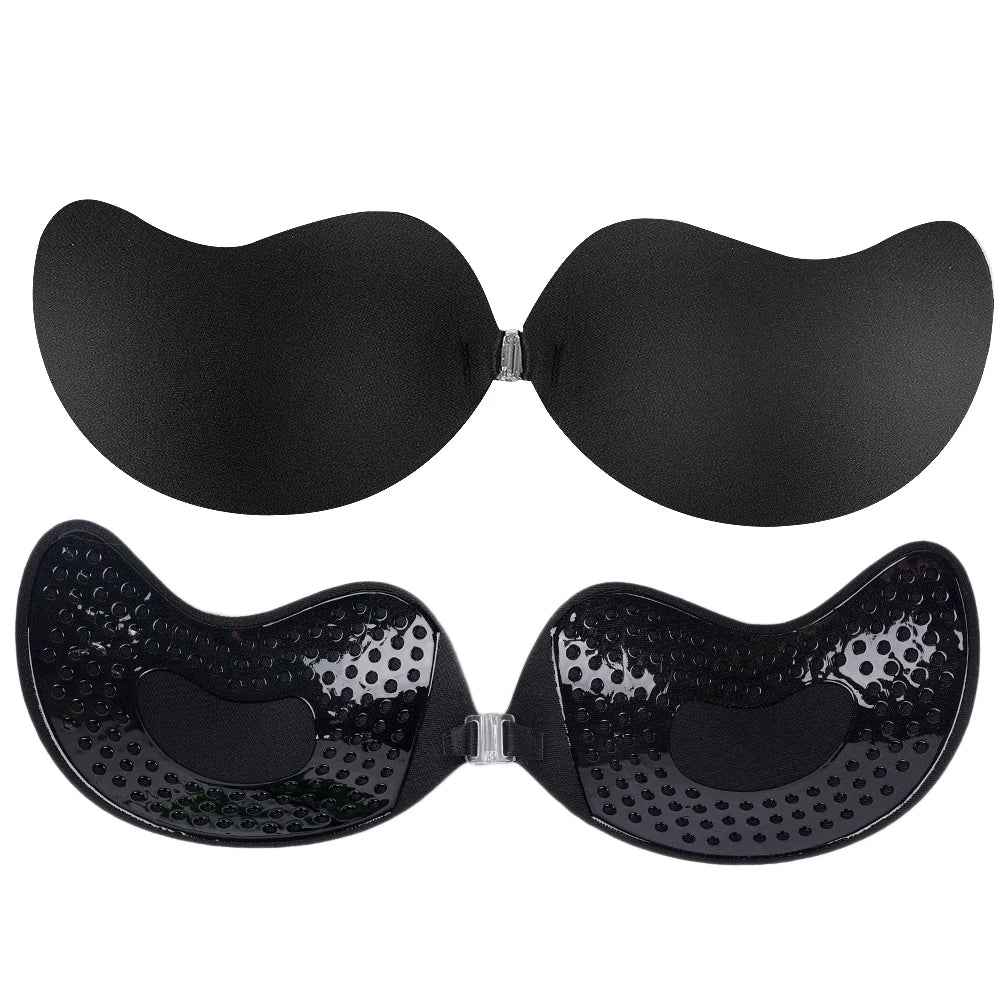 Invisible Push Up Bra for Women Backless Strapless Bra Seamless Front Closure Bralette Underwear Silicone Self-Adhesive Bra Pads