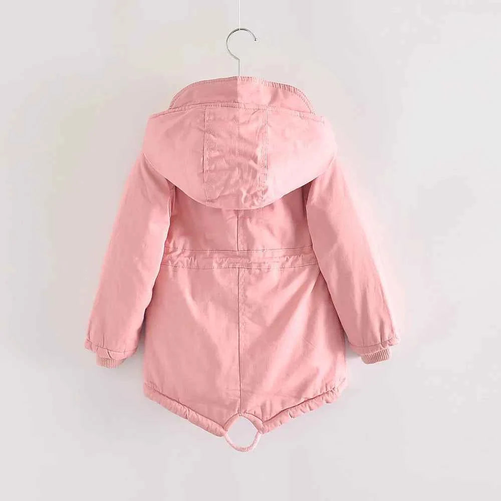 Winter Kids Clothes Plus Velvet Thicken Warm Jacket for Girls Casual Zipper Boys Outerwear Solid Versatile Children&