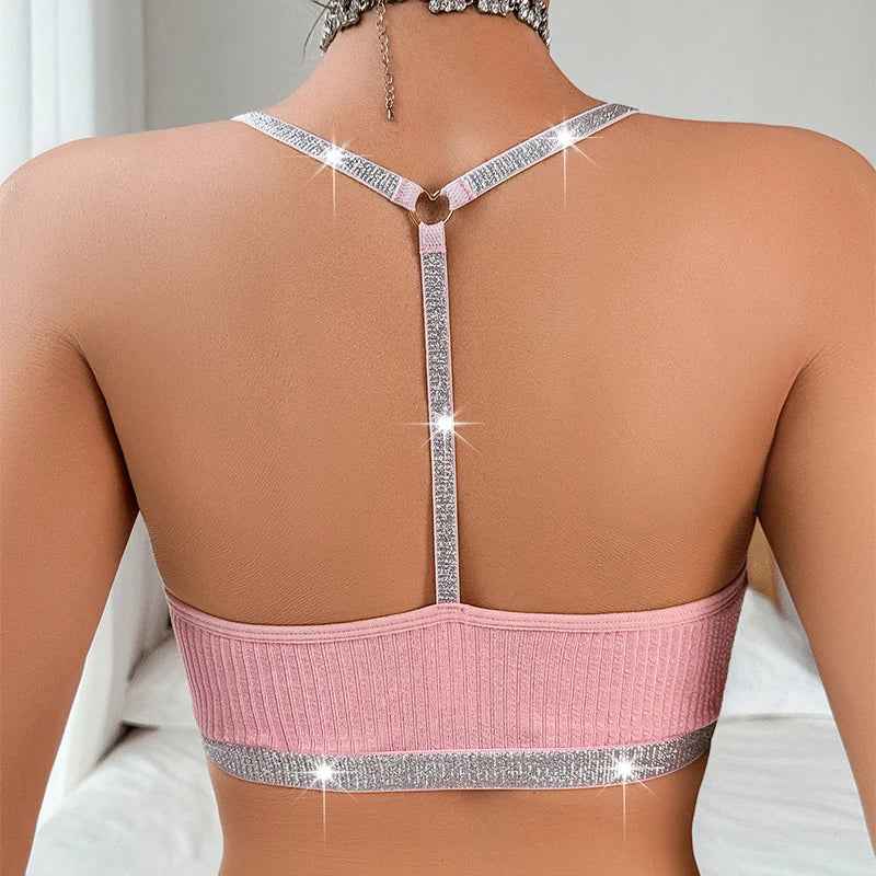 Women Lace Floral Ribbed Camisole Sexy Brassiere Female Underwear Comfortable Backless Bras New Fashion Ladies Lingerie