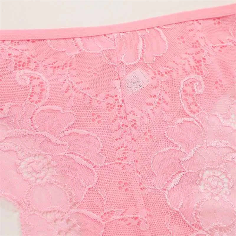 3PC/Set Women Sexy Lace Panties Low Rise Hollow Out Briefs Floral Transparent Underwear for Feamale Elastic Straps Soft Lingerie