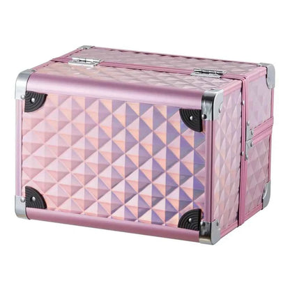 Modishion Professional Makeup Case Portable Makeup Case 2 Trays with Mirror Makeup Tool Storage Box Travel Makeup Case