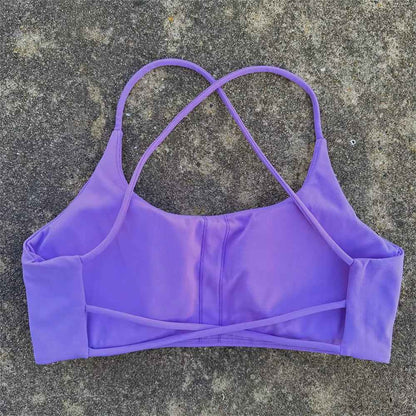 Solid Color Underwear Cross-back Women Fitness Bra Yoga Vest Gym Sport Top Hollow back Push With Chest Pad Four shoulder straps