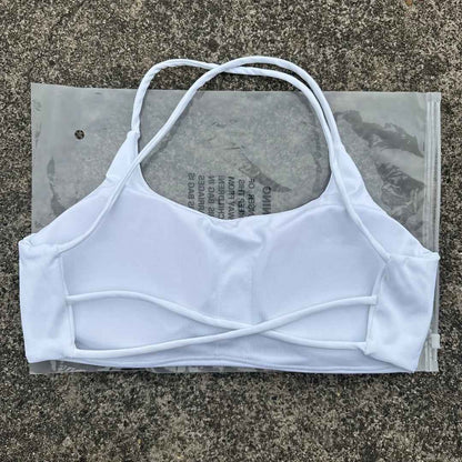 Solid Color Underwear Cross-back Women Fitness Bra Yoga Vest Gym Sport Top Hollow back Push With Chest Pad Four shoulder straps