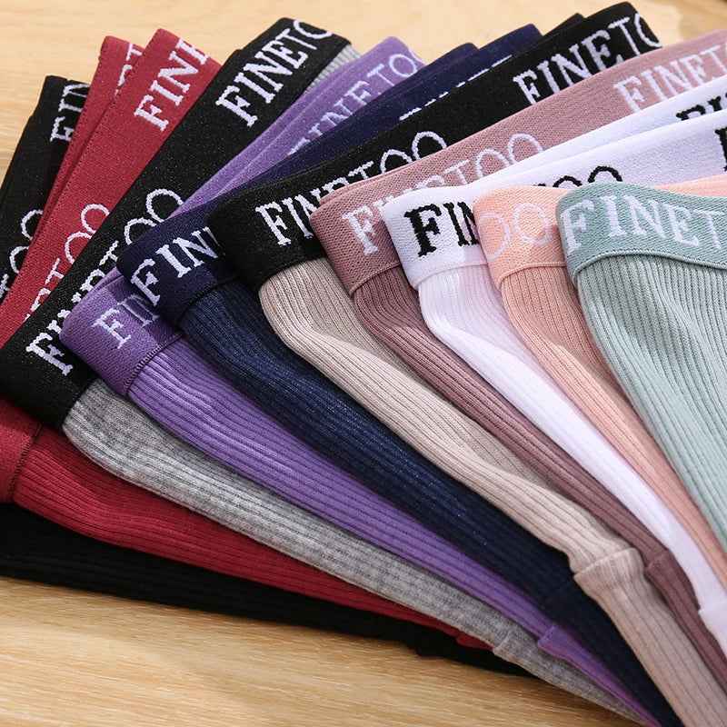 FINETOO 4Pcs Cotton Striped Underwear Women&