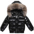 Kids Winter Down Jacket For Real Fur Waterproof Shiny Thick Warm Jackets