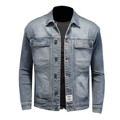 Men’s Classic Denim Jacket – Retro Casual Streetwear Outerwear with Turn-Down Collar and Button Closure, All-Season Fashion Coat