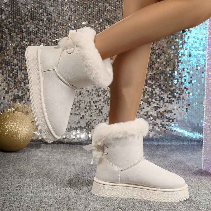 New Fashionable Bow Round Toe Elegant Snow Boots