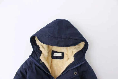 Winter Kids Clothes Plus Velvet Thicken Warm Jacket for Girls Casual Zipper Boys Outerwear Solid Versatile Children&