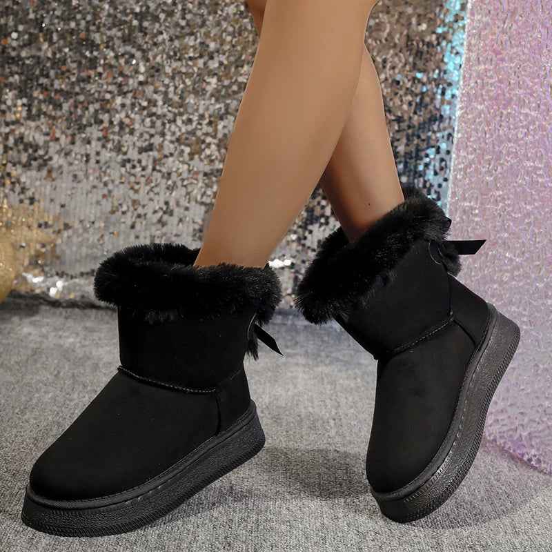 New Fashionable Bow Round Toe Elegant Snow Boots