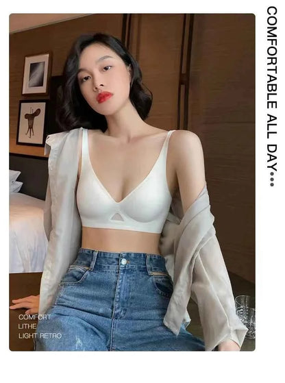Seamless Bras For Women Wireless Bra Push Up Deep V Glossy Underwear Female Bralette Invisible Padded Brasiere Sexy Lingerie