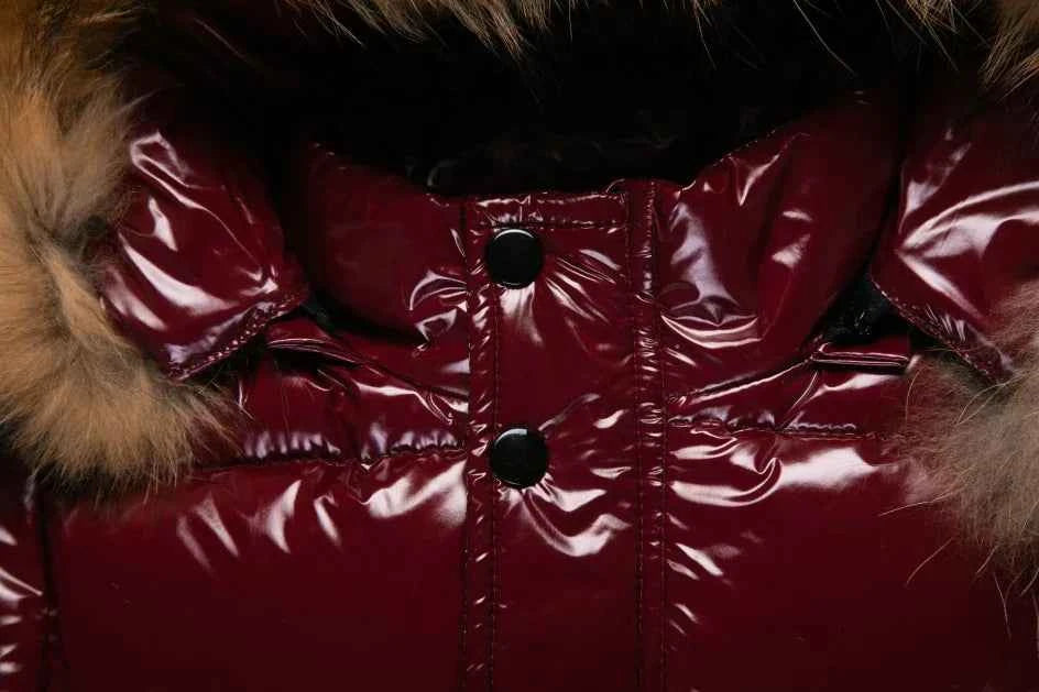 Kids Winter Down Jacket For Real Fur Waterproof Shiny Thick Warm Jackets
