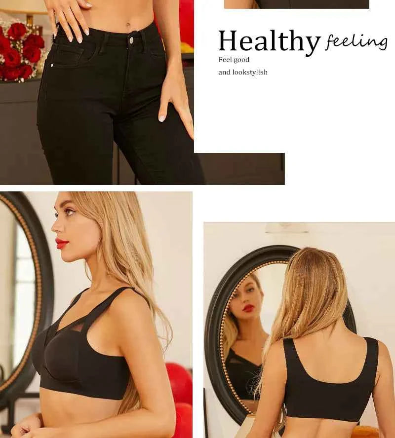 Women Sexy Bra Full Cup Brassiere Female U Back Underwear Lace Splicing Pespective Bralette V Neck Intimates Lingerie Large Size