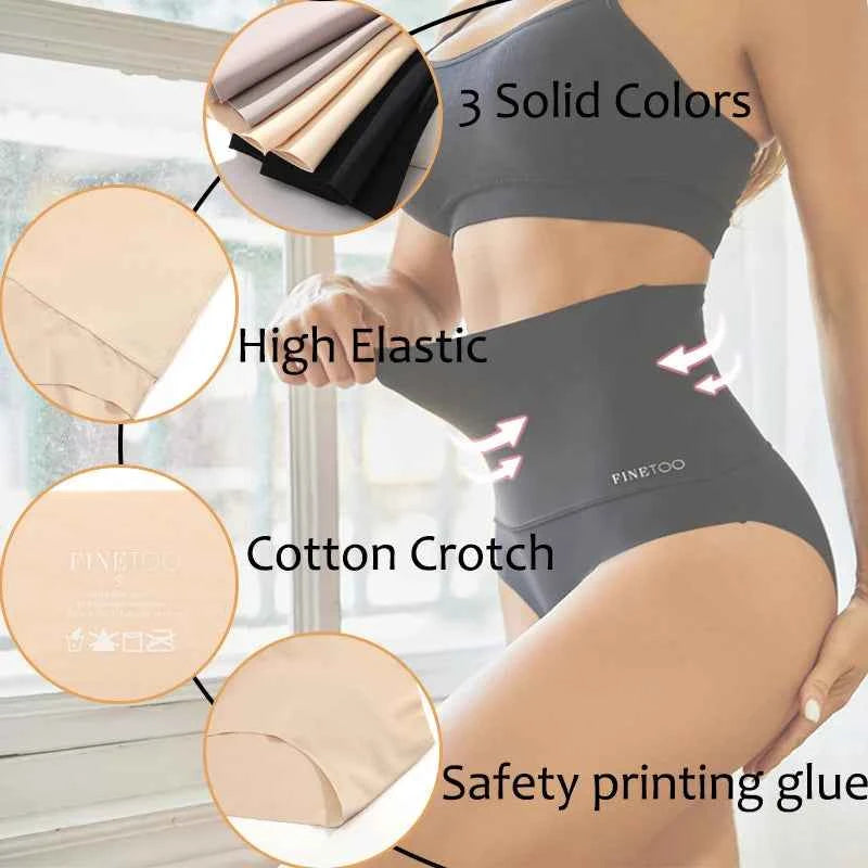 3PCS/Set Women High Rise Seamless Shapewear Bodysuit Ice Silk Tummy Control Butt Lifter Briefs Female Slimming Soft Underwear