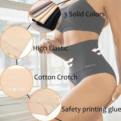 3PCS/Set Women High Rise Seamless Shapewear Bodysuit Ice Silk Tummy Control Butt Lifter Briefs Female Slimming Soft Underwear
