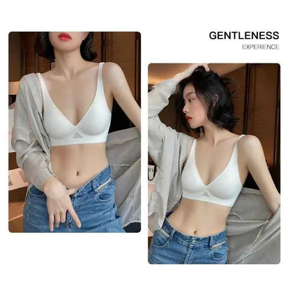 Seamless Bras For Women Wireless Bra Push Up Deep V Glossy Underwear Female Bralette Invisible Padded Brasiere Sexy Lingerie