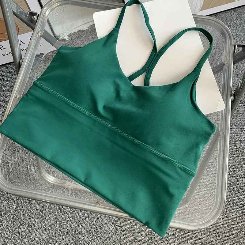 Fashion Sexy Cross Back Small Sling Yoga Underwear Women Breathable Shockproof Gym Fitness Running Sport Crop Tops Athletic Vest