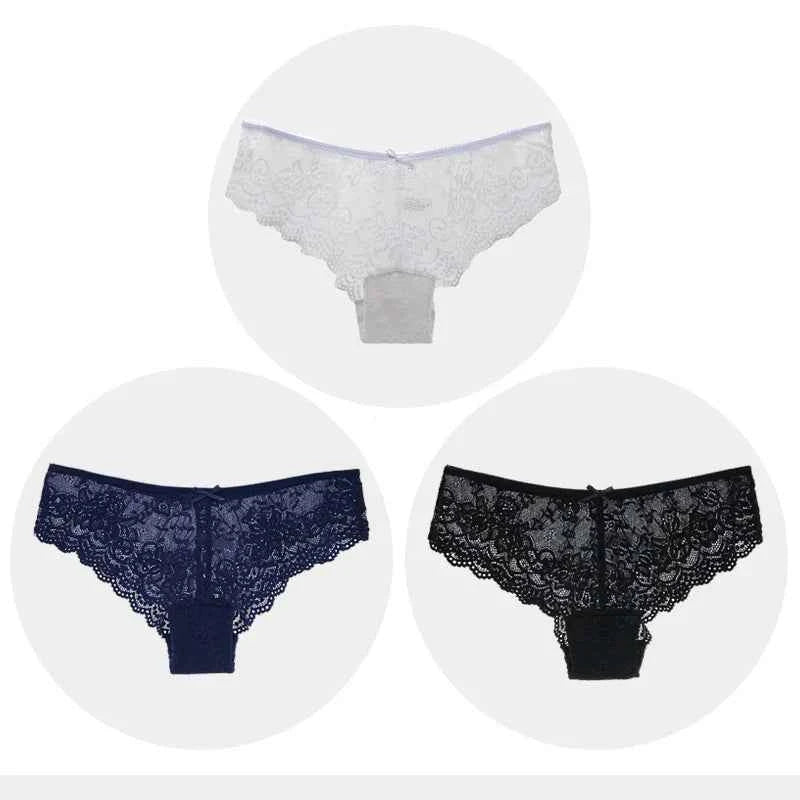 Women Briefs Sexy Full Lace Panties Hollow Out Low-waist Female Shorts Soft Solid Color Breathable Underwear Fast Ship 3pcs/lots