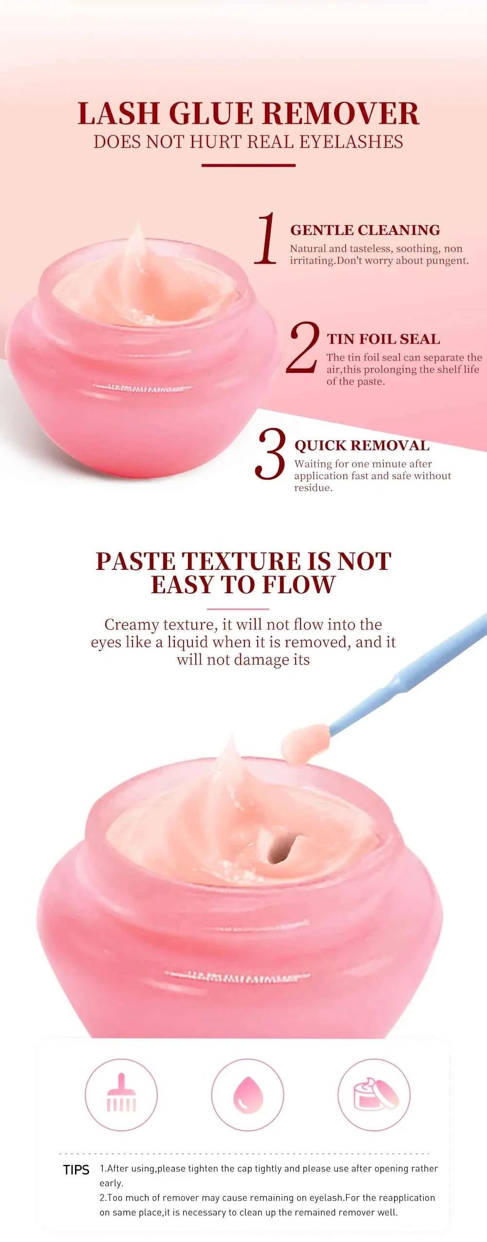 GTGDHNY Eyelash Glue Remover Quick Unloading Adhesive Professional Cream Remover for Eyeslashes De Pestaña Makeup Tools