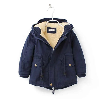 Winter Kids Clothes Plus Velvet Thicken Warm Jacket for Girls Casual Zipper Boys Outerwear Solid Versatile Children&