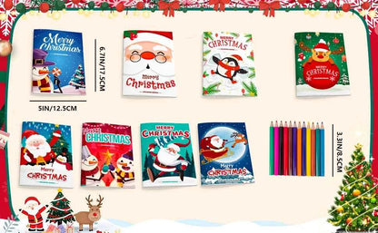 Christmas Coloring Book,24pcs Christmas Coloring Books Bulk/Xmas Activity Books Bulk &amp; 12 Christmas Party Color Pencils for Kids