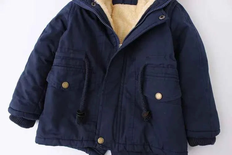 Winter Kids Clothes Plus Velvet Thicken Warm Jacket for Girls Casual Zipper Boys Outerwear Solid Versatile Children&