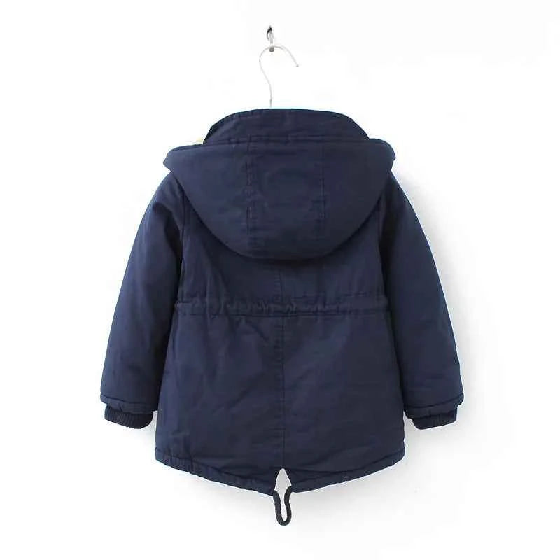 Winter Kids Clothes Plus Velvet Thicken Warm Jacket for Girls Casual Zipper Boys Outerwear Solid Versatile Children&