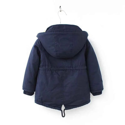 Winter Kids Clothes Plus Velvet Thicken Warm Jacket for Girls Casual Zipper Boys Outerwear Solid Versatile Children&