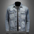 Men’s Classic Denim Jacket – Retro Casual Streetwear Outerwear with Turn-Down Collar and Button Closure, All-Season Fashion Coat