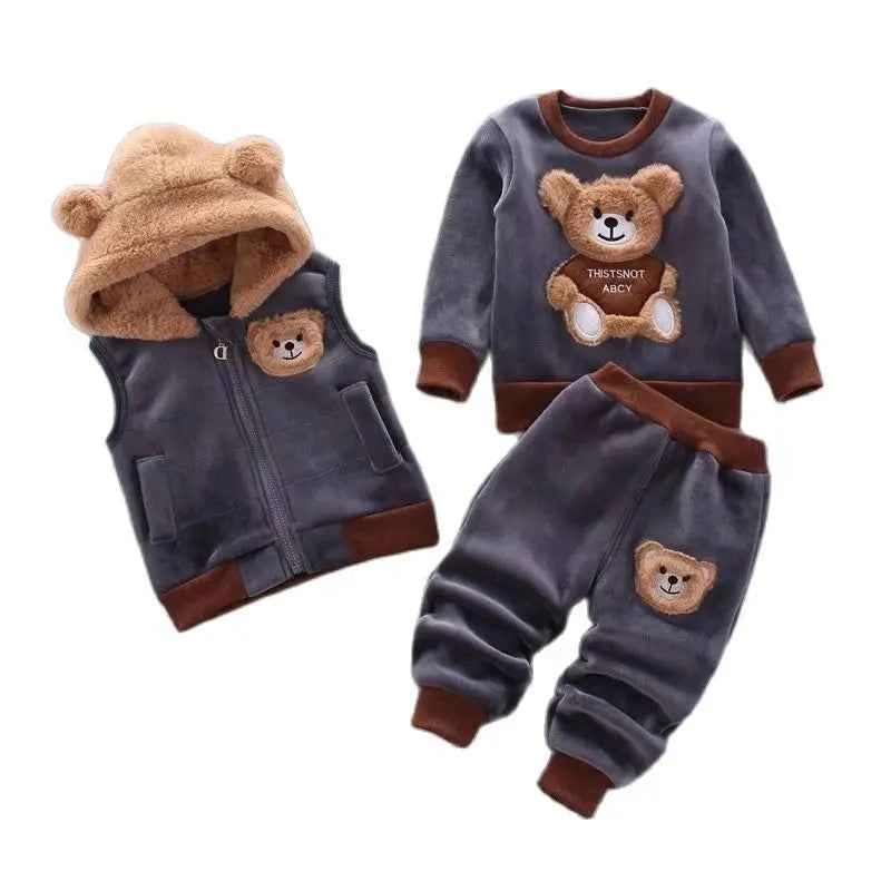 3pc/Set Animal Bear Baby Set For Newborn Winter Infant Clothing Sets Super Keep Warm Baby Girl Clothes Kids Sport Suit Outfits