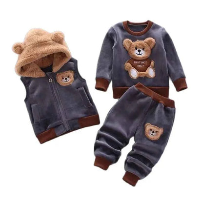 3pc/Set Animal Bear Baby Set For Newborn Winter Infant Clothing Sets Super Keep Warm Baby Girl Clothes Kids Sport Suit Outfits