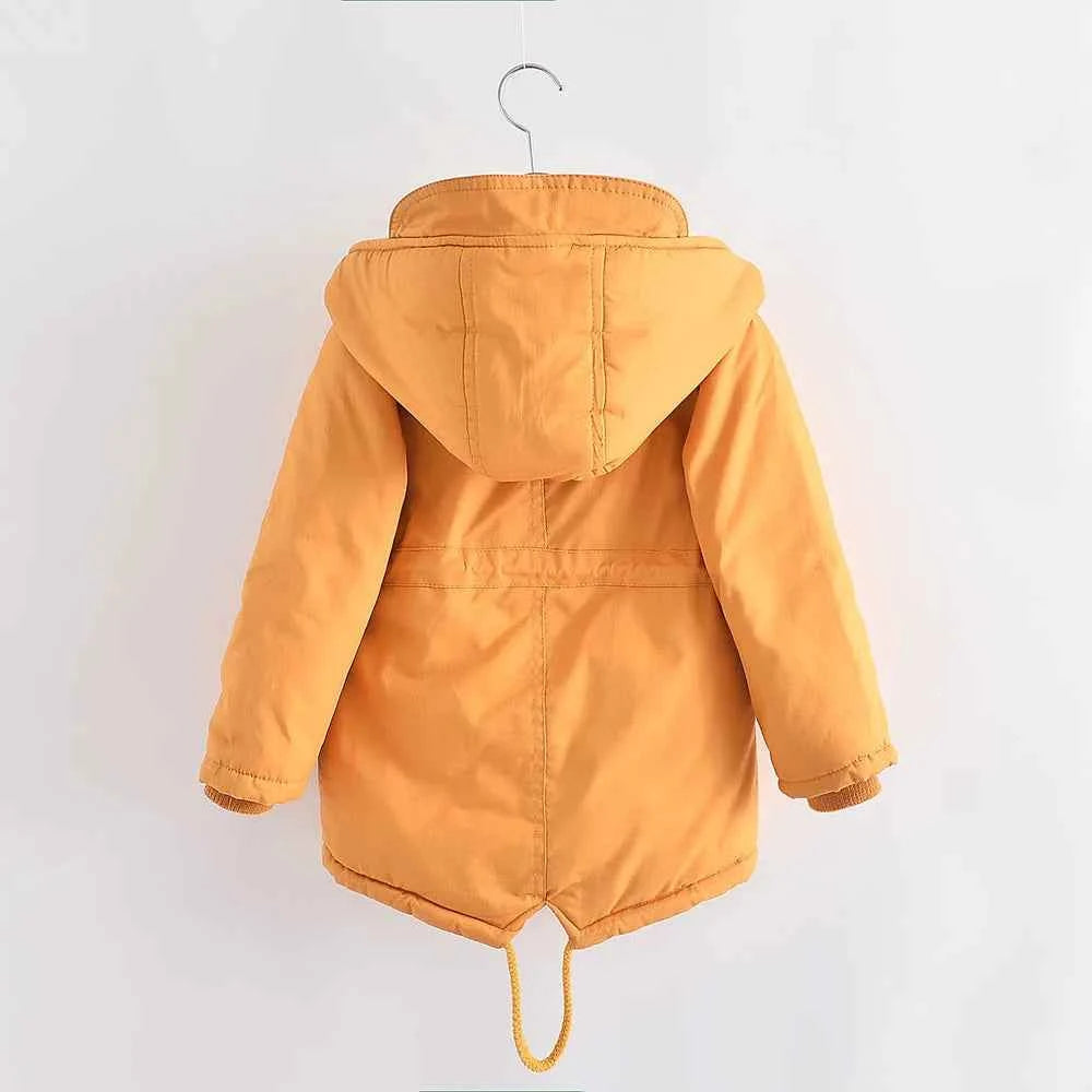 Winter Kids Clothes Plus Velvet Thicken Warm Jacket for Girls Casual Zipper Boys Outerwear Solid Versatile Children&