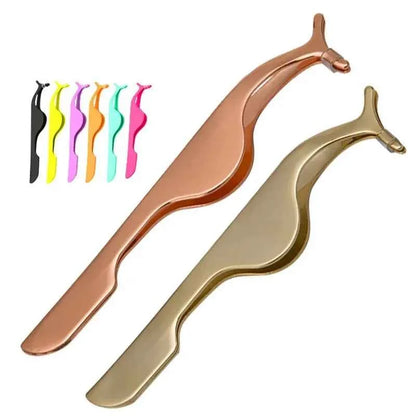 False Eyelash Tweezers Fake Eye Lash Applicator Eyelash Extension Curler Nipper Auxiliary Clip Clamp Makeup Forceps Tools supply