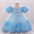 Girls 3D Flower Party Princess Dress for Baby Christmas Gown 1-10 Yrs Birthday Bow Tulle Bridemaid Dresses Wedding Kids Clothing