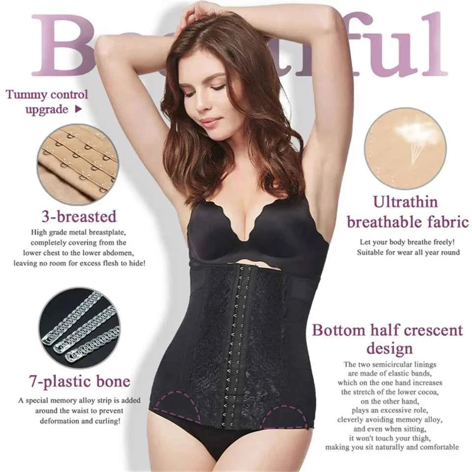 Mesh Embroidered Corset Body Shaper faja Waist Trainer Original Colombian Girdles For Women Belly Tightening Control Shapewear