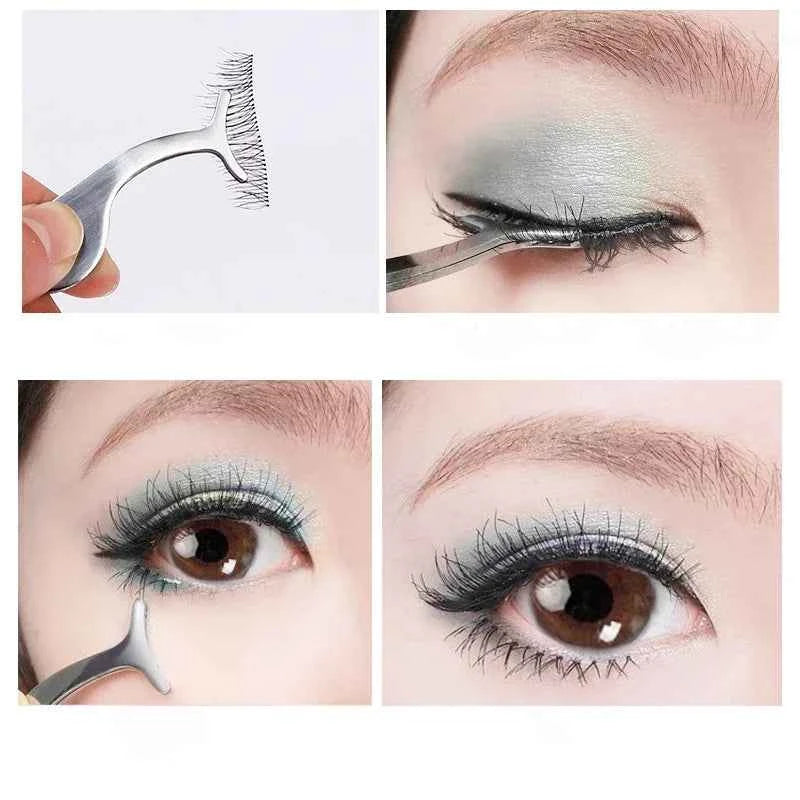 False Eyelash Tweezers Fake Eye Lash Applicator Eyelash Extension Curler Nipper Auxiliary Clip Clamp Makeup Forceps Tools supply