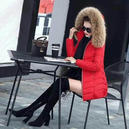 Winter Warm Fur Collar Hooded Women&
