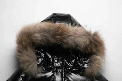 Kids Winter Down Jacket For Real Fur Waterproof Shiny Thick Warm Jackets