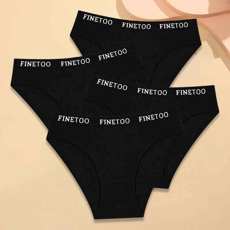 FINETOO 4Pcs Cotton Striped Underwear Women&