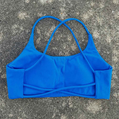 Solid Color Underwear Cross-back Women Fitness Bra Yoga Vest Gym Sport Top Hollow back Push With Chest Pad Four shoulder straps